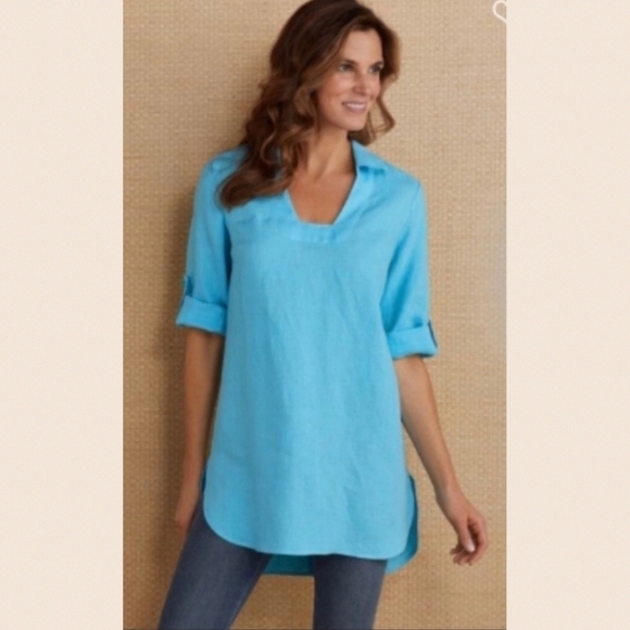 Soft Surroundings line atlas blue Morgana tunic top - Picture 1 of 10
